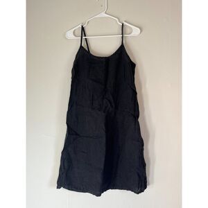 allen allen Black Linen tank dress